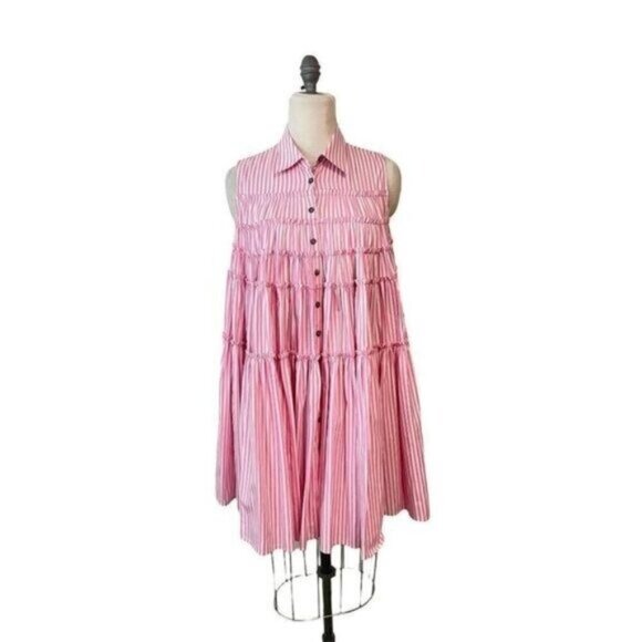 Jourden Designer Pink Stripe Jeffrey Swing Dress 40 US 8 10 NWT - Picture 4 of 9